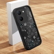 HONTINGA Vivo Y36 5g ile Uyumlu Kılıfı Düşüme Önleyici Basitlik Anti Düşme Kamera Korumali Şirin Kedi Siyah Yıldız Desen Yumuşak Silikon Telefon Kılıfı Kadın ve Erkek Için Uygundur K2-0261