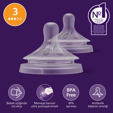 Philips Avent Doğal Tepkili 2'li Biberon Emziği, 3 Numara, SCY963/02