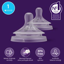Philips Avent Doğal Tepkili 2'li Biberon Emziği, 1 Numara, SCY961/02