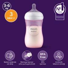 Philips Avent Doğal Tepkili PP Pembe Biberon, 260ml, 3-6 Ay, SCY903/11