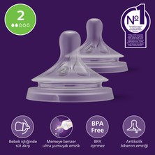 Philips Avent Doğal Tepkili 2'li Biberon Emziği, 2 Numara, SCY962/02