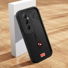HONTINGA Realme C65 4g ile Uyumlu Kılıfı Düşüme Önleyici Basitlik Anti Düşme Kamera Korumali Şirin Kedi Siyah Spider Desen Yumuşak Silikon Telefon Kılıfı Kadın ve Erkek Için Uygundur K2-0455