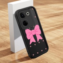 HONTINGA Tecno Camon 20 Pro 4g ile Uyumlu Kılıfı Düşüme Önleyici Basitlik Anti Düşme Kamera Korumali Şirin Kedi Siyah Pembe Papyon Desen Yumuşak Silikon Telefon Kılıfı Kadın ve Erkek Için Uygundur K2-0465