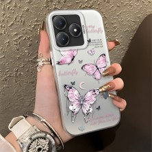 HONTINGA Realme C63 ile Uyumlu Kılıfı Silikon Kenar Sert Arka Düşüme Önleyici Basitlik Anti Düşme Kamera Korumali Kelebek Desen Telefon Kılıfı Kadın ve Erkek Için Uygundur K1-0864