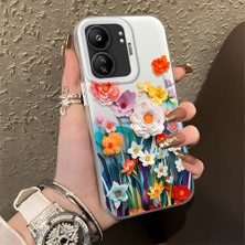 HONTINGA Xiaomi Redmi 13C ile Uyumlu Kılıfı Silikon Kenar Sert Arka Düşüme Önleyici Basitlik Anti Düşme Kamera Korumali Çiçek Desen Telefon Kılıfı Kadın ve Erkek Için Uygundur K1-0859