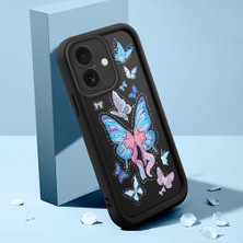 HONTINGA iPhone 16 Plus ile Uyumlu Kılıfı Düşüme Önleyici Basitlik Anti Düşme Kamera Korumali Şirin Kedi Siyah Küçük Kelebek Desen Yumuşak Silikon Telefon Kılıfı Kadın ve Erkek Için Uygundur K2-0464