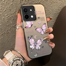 HONTINGA Vivo Y28 ile Uyumlu Kılıfı Silikon Kenar Sert Arka Düşüme Önleyici Basitlik Anti Düşme Kamera Korumali Kelebek Desen Telefon Kılıfı Kadın ve Erkek Için Uygundur K1-0864