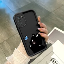 HONTINGA Xiaomi Redmi Note 10S ile Uyumlu Kılıfı Düşüme Önleyici Basitlik Anti Düşme Kamera Korumali Siyah Kedi Desen Yumuşak Silikon Telefon Kılıfı Kadın ve Erkek Için Uygundur K2-0265