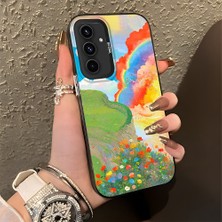 HONTINGA Samsung Galaxy A54 ile Uyumlu Kılıfı Silikon Kenar Sert Arka Düşüme Önleyici Basitlik Anti Düşme Kamera Korumali Gökkuşağı Desen Telefon Kılıfı Kadın ve Erkek Için Uygundur K1-0853