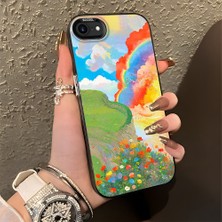 HONTINGA iPhone 7 ile Uyumlu Kılıfı Silikon Kenar Sert Arka Düşüme Önleyici Basitlik Anti Düşme Kamera Korumali Gökkuşağı Desen Telefon Kılıfı Kadın ve Erkek Için Uygundur K1-0853