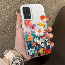 HONTINGA Samsung Galaxy A72 ile Uyumlu Kılıfı Silikon Kenar Sert Arka Düşüme Önleyici Basitlik Anti Düşme Kamera Korumali Çiçek Desen Telefon Kılıfı Kadın ve Erkek Için Uygundur K1-0859