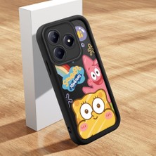 HONTINGA Realme C63 ile Uyumlu Kılıfı Düşüme Önleyici Basitlik Anti Düşme Kamera Korumali Şirin Kedi Siyah Sünger Bob Desen Yumuşak Silikon Telefon Kılıfı Kadın ve Erkek Için Uygundur K2-0264