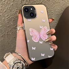 HONTINGA iPhone 13 Mini ile Uyumlu Kılıfı Silikon Kenar Sert Arka Düşüme Önleyici Basitlik Anti Düşme Kamera Korumali Pembe Kelebek Desen Telefon Kılıfı Kadın ve Erkek Için Uygundur K1-0862