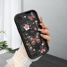 HONTINGA iPhone 16E ile Uyumlu Kılıfı Düşüme Önleyici Basitlik Anti Düşme Kamera Korumali Siyah Gümüş Kelebek Desen Yumuşak Silikon Telefon Kılıfı Kadın ve Erkek Için Uygundur K2-0459