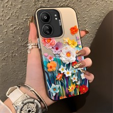 HONTINGA Xiaomi Redmi 13C ile Uyumlu Kılıfı Silikon Kenar Sert Arka Düşüme Önleyici Basitlik Anti Düşme Kamera Korumali Çiçek Desen Telefon Kılıfı Kadın ve Erkek Için Uygundur K1-0859