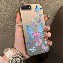 HONTINGA iPhone 8 Plus ile Uyumlu Kılıfı Silikon Kenar Sert Arka Düşüme Önleyici Basitlik Anti Düşme Kamera Korumali Kelebek Desen Telefon Kılıfı Kadın ve Erkek Için Uygundur K1-0854