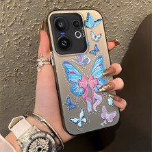 HONTINGA Vivo X200 Fe ile Uyumlu Kılıfı Silikon Kenar Sert Arka Düşüme Önleyici Basitlik Anti Düşme Kamera Korumali Kelebek Desen Telefon Kılıfı Kadın ve Erkek Için Uygundur K1-0854