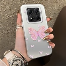 HONTINGA Poco X7 ile Uyumlu Kılıfı Silikon Kenar Sert Arka Düşüme Önleyici Basitlik Anti Düşme Kamera Korumali Pembe Kelebek Desen Telefon Kılıfı Kadın ve Erkek Için Uygundur K1-0862