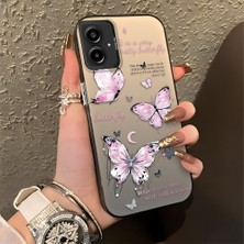 HONTINGA Samsung Galaxy A06 ile Uyumlu Kılıfı Silikon Kenar Sert Arka Düşüme Önleyici Basitlik Anti Düşme Kamera Korumali Kelebek Desen Telefon Kılıfı Kadın ve Erkek Için Uygundur K1-0864