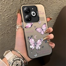 HONTINGA Infinix Smart 8 ile Uyumlu Kılıfı Silikon Kenar Sert Arka Düşüme Önleyici Basitlik Anti Düşme Kamera Korumali Kelebek Desen Telefon Kılıfı Kadın ve Erkek Için Uygundur K1-0864