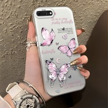 HONTINGA iPhone 8 Plus ile Uyumlu Kılıfı Silikon Kenar Sert Arka Düşüme Önleyici Basitlik Anti Düşme Kamera Korumali Kelebek Desen Telefon Kılıfı Kadın ve Erkek Için Uygundur K1-0864