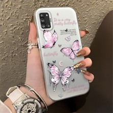HONTINGA Samsung Galaxy A31 ile Uyumlu Kılıfı Silikon Kenar Sert Arka Düşüme Önleyici Basitlik Anti Düşme Kamera Korumali Kelebek Desen Telefon Kılıfı Kadın ve Erkek Için Uygundur K1-0864