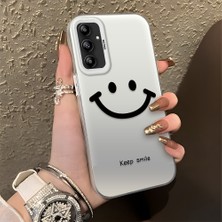 HONTINGA Samsung Galaxy A14 ile Uyumlu Kılıfı Silikon Kenar Sert Arka Düşüme Önleyici Basitlik Anti Düşme Kamera Korumali Gülümseme Desen Telefon Kılıfı Kadın ve Erkek Için Uygundur K1-0861