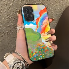 HONTINGA Samsung Galaxy A72 ile Uyumlu Kılıfı Silikon Kenar Sert Arka Düşüme Önleyici Basitlik Anti Düşme Kamera Korumali Gökkuşağı Desen Telefon Kılıfı Kadın ve Erkek Için Uygundur K1-0853