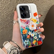HONTINGA Realme C55 ile Uyumlu Kılıfı Silikon Kenar Sert Arka Düşüme Önleyici Basitlik Anti Düşme Kamera Korumali Çiçek Desen Telefon Kılıfı Kadın ve Erkek Için Uygundur K1-0859