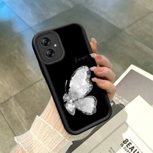 HONTINGA Samsung Galaxy A04E ile Uyumlu Kılıfı Düşüme Önleyici Basitlik Anti Düşme Kamera Korumali Siyah Kelebek Desen Yumuşak Silikon Telefon Kılıfı Kadın ve Erkek Için Uygundur K2-0262