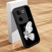 HONTINGA Tecno Camon 20 ile Uyumlu Kılıfı Düşüme Önleyici Basitlik Anti Düşme Kamera Korumali Şirin Kedi Siyah Kelebek Desen Yumuşak Silikon Telefon Kılıfı Kadın ve Erkek Için Uygundur K2-0262