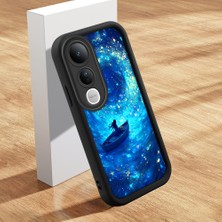 HONTINGA Vivo V50 Lite ile Uyumlu Kılıfı Düşüme Önleyici Basitlik Anti Düşme Kamera Korumali Şirin Kedi Siyah Deniz Desen Yumuşak Silikon Telefon Kılıfı Kadın ve Erkek Için Uygundur K2-0256