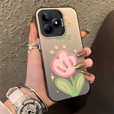 HONTINGA Realme C53 ile Uyumlu Kılıfı Silikon Kenar Sert Arka Düşüme Önleyici Basitlik Anti Düşme Kamera Korumali Çiçek Desen Telefon Kılıfı Kadın ve Erkek Için Uygundur K1-0860