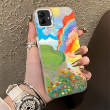 HONTINGA Samsung Galaxy A04E ile Uyumlu Kılıfı Silikon Kenar Sert Arka Düşüme Önleyici Basitlik Anti Düşme Kamera Korumali Gökkuşağı Desen Telefon Kılıfı Kadın ve Erkek Için Uygundur K1-0853