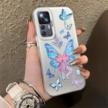 HONTINGA Xiaomi Mi 12T Pro ile Uyumlu Kılıfı Silikon Kenar Sert Arka Düşüme Önleyici Basitlik Anti Düşme Kamera Korumali Kelebek Desen Telefon Kılıfı Kadın ve Erkek Için Uygundur K1-0854