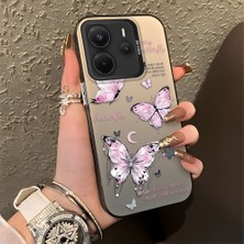 HONTINGA Xiaomi Redmi Note 14 ile Uyumlu Kılıfı Silikon Kenar Sert Arka Düşüme Önleyici Basitlik Anti Düşme Kamera Korumali Kelebek Desen Telefon Kılıfı Kadın ve Erkek Için Uygundur K1-0864