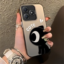 HONTINGA Realme C61 ile Uyumlu Kılıfı Silikon Kenar Sert Arka Düşüme Önleyici Basitlik Anti Düşme Kamera Korumali Şirin Desen Telefon Kılıfı Kadın ve Erkek Için Uygundur K1-0856