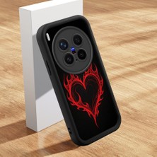 HONTINGA Vivo X300 Pro ile Uyumlu Kılıfı Düşüme Önleyici Basitlik Anti Düşme Kamera Korumali Şirin Kedi Siyah Kalp Desen Yumuşak Silikon Telefon Kılıfı Kadın ve Erkek Için Uygundur K2-0257