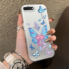 HONTINGA iPhone 8 Plus ile Uyumlu Kılıfı Silikon Kenar Sert Arka Düşüme Önleyici Basitlik Anti Düşme Kamera Korumali Kelebek Desen Telefon Kılıfı Kadın ve Erkek Için Uygundur K1-0854