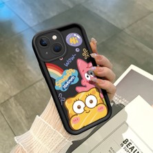 HONTINGA iPhone 15 Plus ile Uyumlu Kılıfı Düşüme Önleyici Basitlik Anti Düşme Kamera Korumali Siyah Sünger Bob Desen Yumuşak Silikon Telefon Kılıfı Kadın ve Erkek Için Uygundur K2-0264