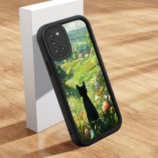 HONTINGA Samsung Galaxy A31 ile Uyumlu Kılıfı Düşüme Önleyici Basitlik Anti Düşme Kamera Korumali Şirin Kedi Siyah Kedi Desen Yumuşak Silikon Telefon Kılıfı Kadın ve Erkek Için Uygundur K2-0258