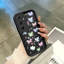 HONTINGA Samsung Galaxy A55 ile Uyumlu Kılıfı Düşüme Önleyici Basitlik Anti Düşme Kamera Korumali Siyah Küçük Kelebek Desen Yumuşak Silikon Telefon Kılıfı Kadın ve Erkek Için Uygundur K2-0464