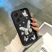 HONTINGA Xiaomi Redmi Note 13 Pro Plus ile Uyumlu Kılıfı Düşüme Önleyici Basitlik Anti Düşme Kamera Korumali Siyah Gümüş Kelebek Desen Yumuşak Silikon Telefon Kılıfı Kadın ve Erkek Için Uygundur K2-0459