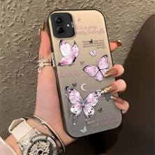 HONTINGA Samsung Galaxy A04E ile Uyumlu Kılıfı Silikon Kenar Sert Arka Düşüme Önleyici Basitlik Anti Düşme Kamera Korumali Kelebek Desen Telefon Kılıfı Kadın ve Erkek Için Uygundur K1-0864