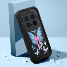 HONTINGA Vivo X200 Pro ile Uyumlu Kılıfı Düşüme Önleyici Basitlik Anti Düşme Kamera Korumali Şirin Kedi Siyah Küçük Kelebek Desen Yumuşak Silikon Telefon Kılıfı Kadın ve Erkek Için Uygundur K2-0464