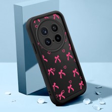 HONTINGA Vivo X200 Pro ile Uyumlu Kılıfı Düşüme Önleyici Basitlik Anti Düşme Kamera Korumali Şirin Kedi Siyah Pembe Papyon Desen Yumuşak Silikon Telefon Kılıfı Kadın ve Erkek Için Uygundur K2-0465