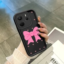 HONTINGA Xiaomi Redmi Note 14 ile Uyumlu Kılıfı Düşüme Önleyici Basitlik Anti Düşme Kamera Korumali Siyah Pembe Papyon Desen Yumuşak Silikon Telefon Kılıfı Kadın ve Erkek Için Uygundur K2-0465