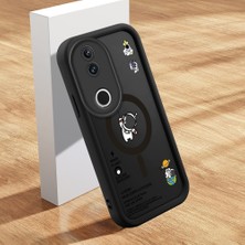 HONTINGA Vivo V50 ile Uyumlu Kılıfı Düşüme Önleyici Basitlik Anti Düşme Kamera Korumali Şirin Kedi Siyah Yaratıcılık Desen Yumuşak Silikon Telefon Kılıfı Kadın ve Erkek Için Uygundur K2-0462