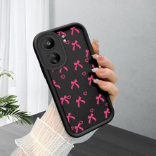 HONTINGA Poco C65 ile Uyumlu Kılıfı Düşüme Önleyici Basitlik Anti Düşme Kamera Korumali Siyah Pembe Papyon Desen Yumuşak Silikon Telefon Kılıfı Kadın ve Erkek Için Uygundur K2-0465