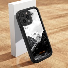 HONTINGA iPhone 13 Pro ile Uyumlu Kılıfı Düşüme Önleyici Basitlik Anti Düşme Kamera Korumali Şirin Kedi Siyah Yüksek Dağ Desen Yumuşak Silikon Telefon Kılıfı Kadın ve Erkek Için Uygundur K2-0259